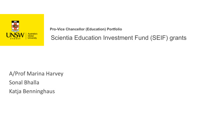 scientia education investment fund seif grants a prof