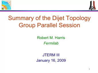 Summary of the Dijet Topology  Group Parallel Session  Robert M. Harris  Fermilab  JTERM III