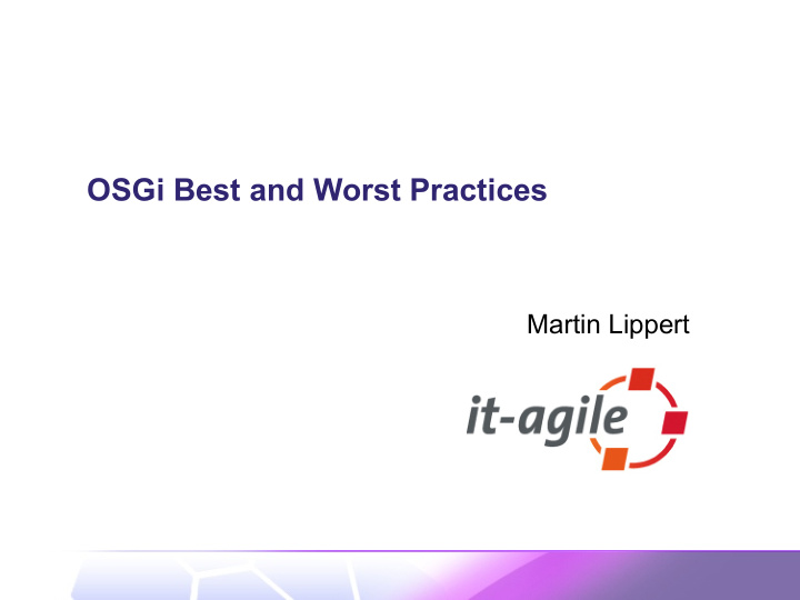 osgi best and worst practices