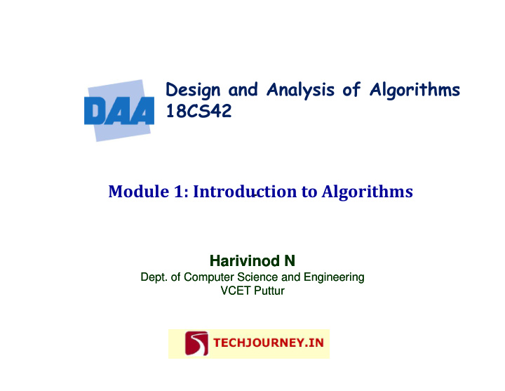 design and analysis of algorithms 18cs42 module 1