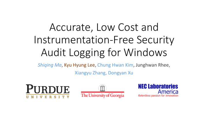 accurate low cost and instrumentation free security audit