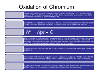 Oxidation of Chromium Oxidation of chromium is very simple as it usually forms a single oxide Cr 2