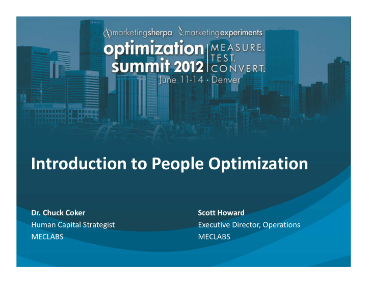 introduction to people optimization