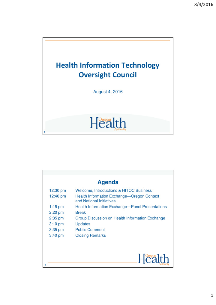 health information technology oversight council