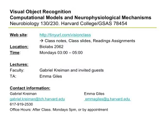 Visual Object Recognition  Computational Models and Neurophysiological Mechanisms  Neurobiology