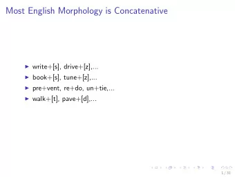 Most English Morphology is Concatenative  write+[s], drive+[z],...  book+[s], tune+[z],...