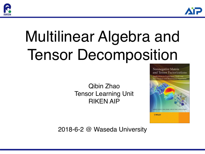 multilinear algebra and tensor decomposition