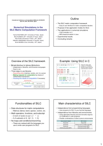 Outline  International Conference on Computational Methods (ICCM 2007)  April 4-6, 2007, Hiroshima,