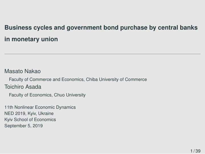 business cycles and government bond purchase by central