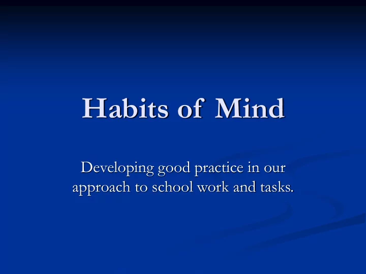habits of mind