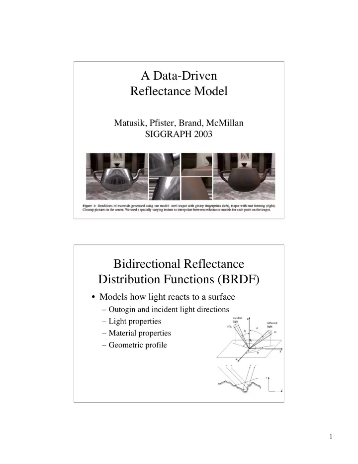 a data driven reflectance model