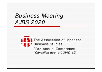 Business Meeting  AJBS 2020  The Association of Japanese  Business Studies  33rd Annual Conference