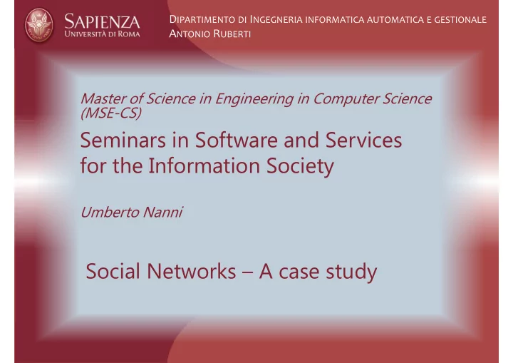 seminars in software and services for the information
