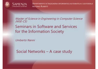 Seminars in Software and Services  for the Information Society  Umberto Nanni  Social Networks