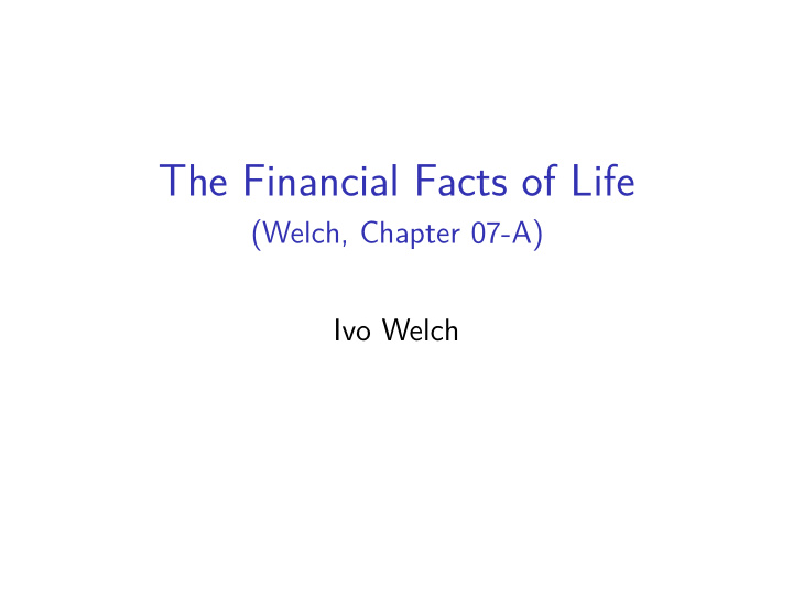 the financial facts of life
