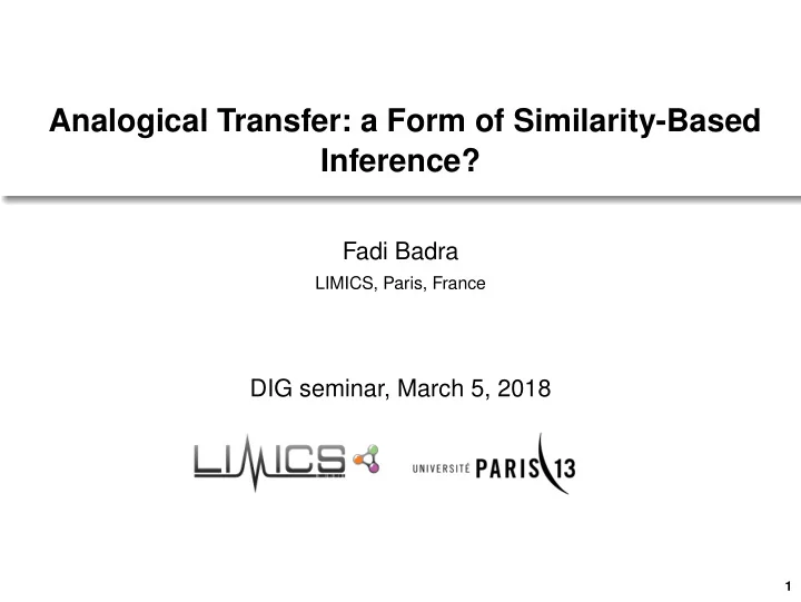 analogical transfer a form of similarity based inference