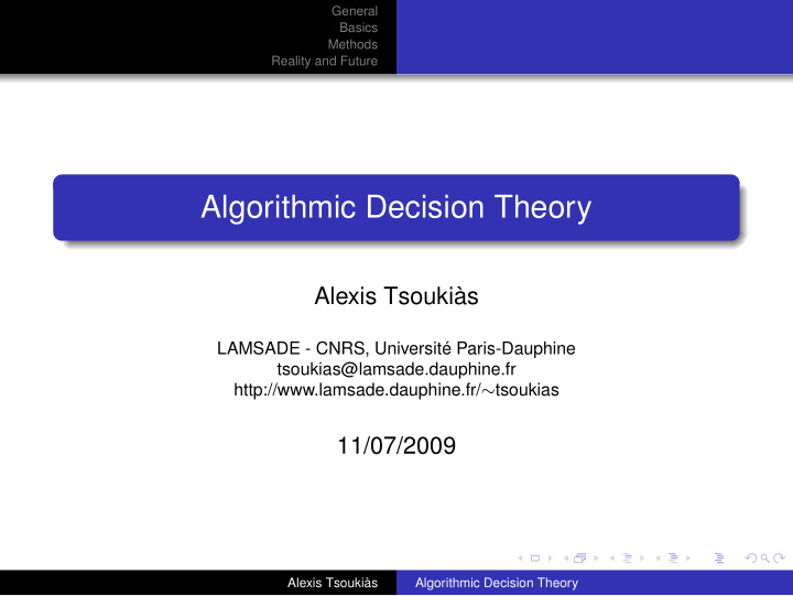 algorithmic decision theory