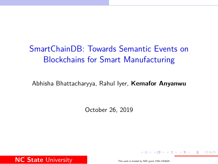 smartchaindb towards semantic events on blockchains for