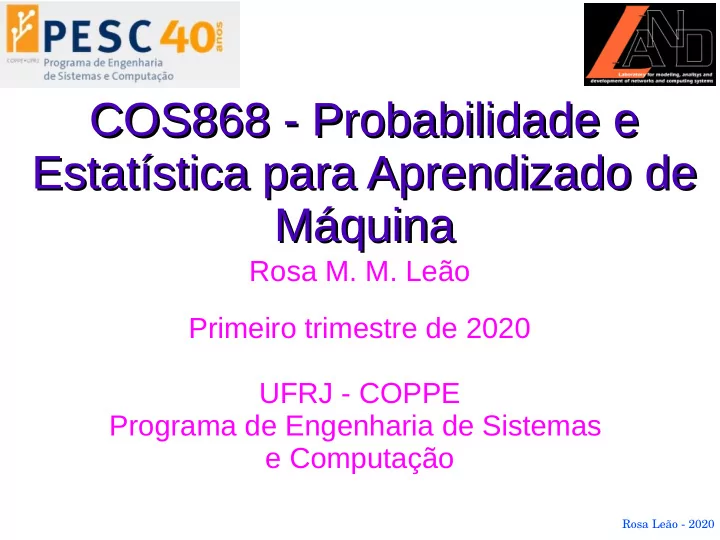 cos868 probabilidade e cos868 probabilidade e estat stica