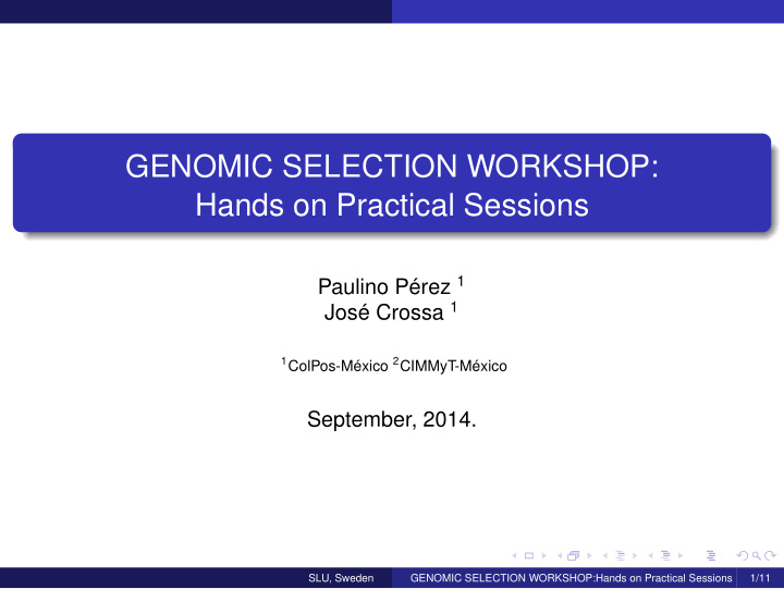 genomic selection workshop hands on practical sessions