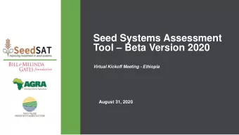 Seed Systems Assessment Tool  Beta Version 2020  Virtual Kickoff Meeting - Ethiopia  August 31,