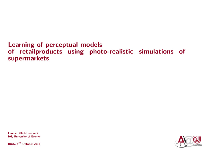 learning of perceptual models of retailproducts using