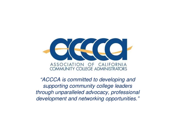 accca is committed to developing and supporting community