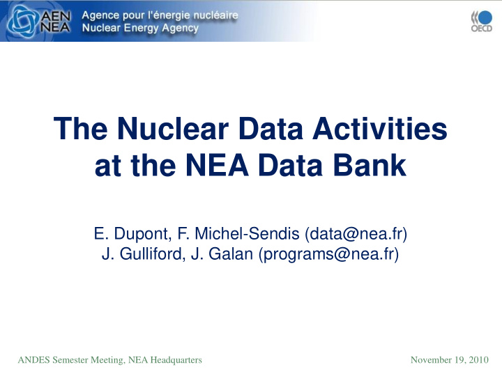 the nuclear data activities