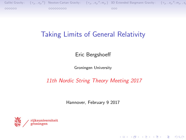 taking limits of general relativity