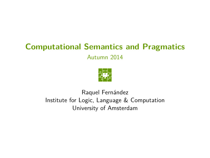 computational semantics and pragmatics