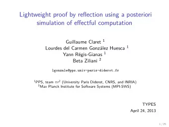 Lightweight proof by reflection using a posteriori  simulation of effectful computation Guillaume