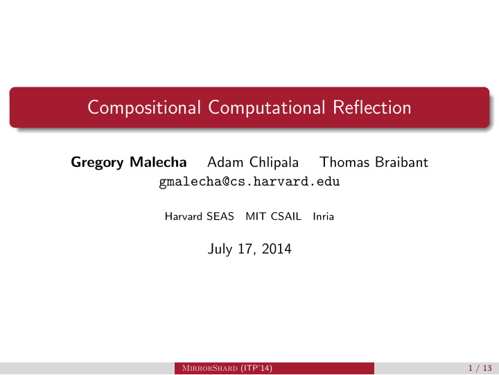 compositional computational reflection