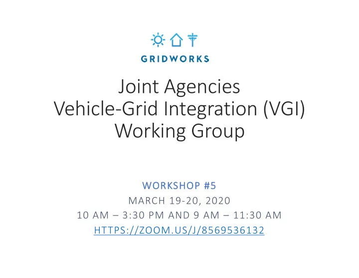 joint agencies vehicle grid integration vgi working group