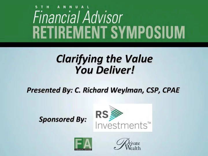 clarifying the value you deliver