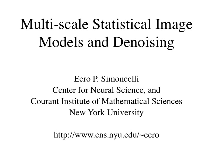multi scale statistical image models and denoising