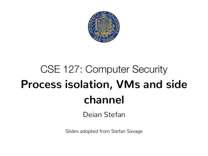process isolation vms and side channel