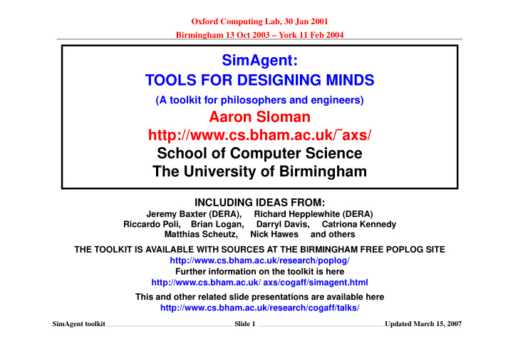 simagent tools for designing minds