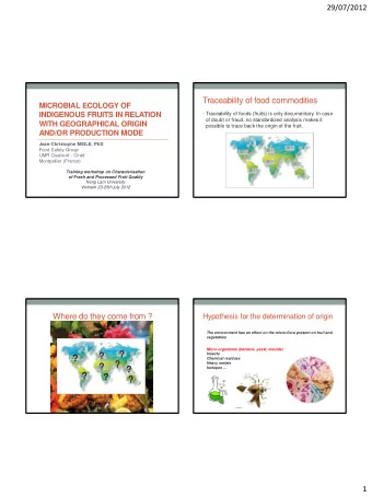 ?  ?  Isotopes ...  ?  ?  ?  1  29/07/2012 Analyses in Food Microbial Ecology   Global Microbial