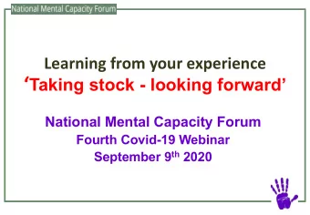1. Key mental capacity issues for COVID-19  management   Hospitals  discharge to care homes