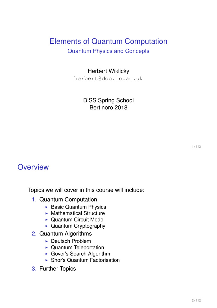 elements of quantum computation