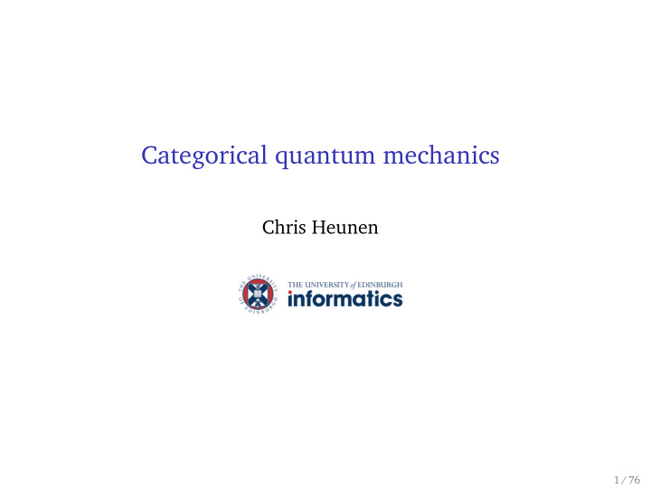 categorical quantum mechanics