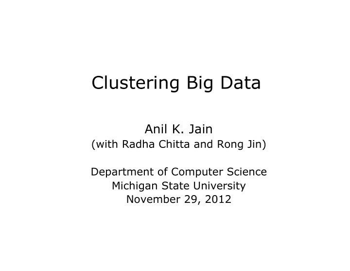 clustering big data