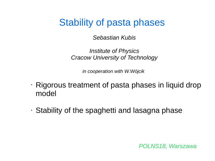 stability of pasta phases