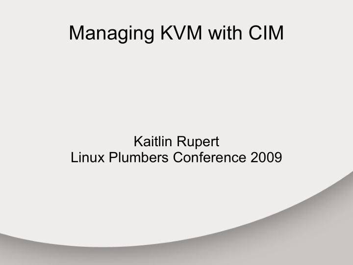 managing kvm with cim