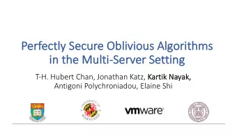 Perfectly S  Secure O  Oblivious A  s Algorithms  s  in t  the M  Multi-Server S  Setting T-H.