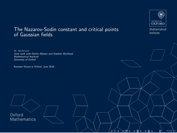 the nazarov sodin constant and critical points of