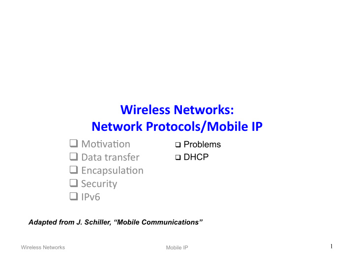 wireless networks network protocols mobile ip