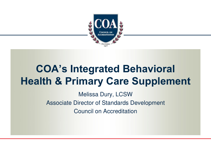 coa s integrated behavioral