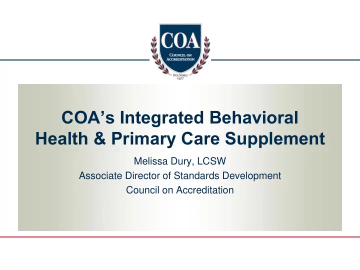 coa s integrated behavioral