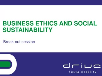 SUSTAINABILITY  Break-out session  ANTI-TRUST Regarding your companys and/or your competitors